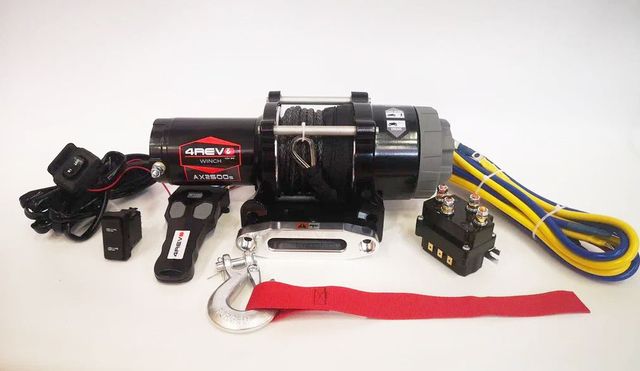 Лебёдка электрическая для квадроцикла/снегохода 4Revo AX-2500S (Синтетический трос). Артикул 4R-W0254B
