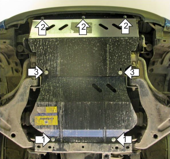 Защита Мотодор для картера, радиатора, переднего дифференциала Mitsubishi L200 IV 2007-2014 2014-2015. Артикул 71302
