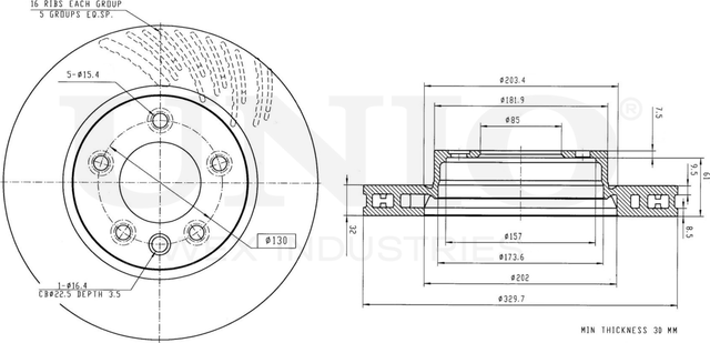 Диск тормозной (Unio). Артикул BRD-20154