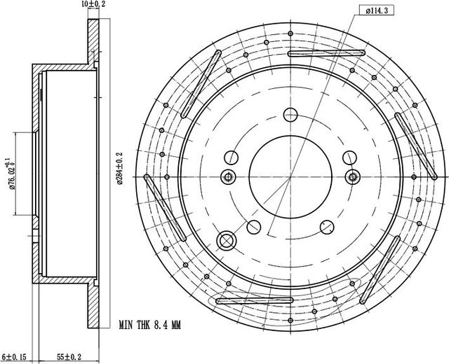 Диск тормозной KIA SPORTAGE III 10-/HYUNDAI IX35 10- зад. D 284 (перф/слот/окраш) (Trialli). Артикул DF 116s
