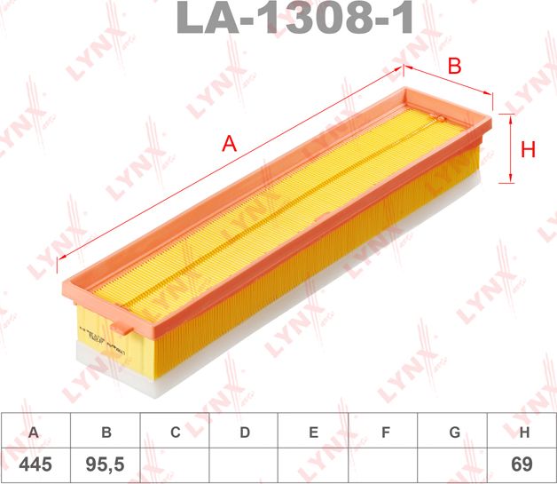 Воздушный фильтр LYNXauto для Citroen C4 I 2004-2011. Артикул LA-1308-1