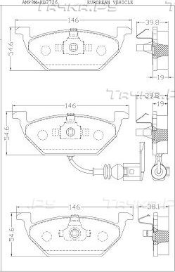 Тормозные колодки Asimco. Артикул KD7726