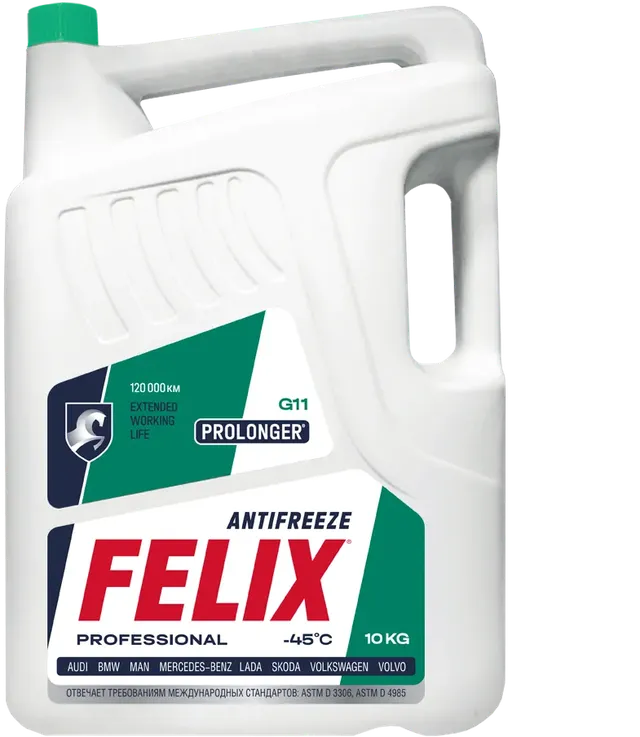 Антифриз FELIX PROLONGER G11 зеленый в п/э кан.10кг Felix. Артикул 430206021