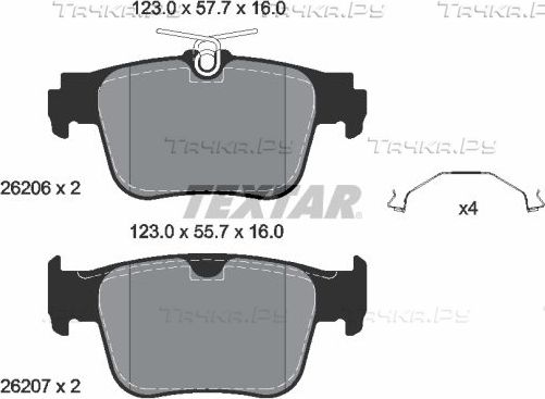 Тормозные колодки Textar задние для Skoda Octavia A8 2019-2026. Артикул 2620601