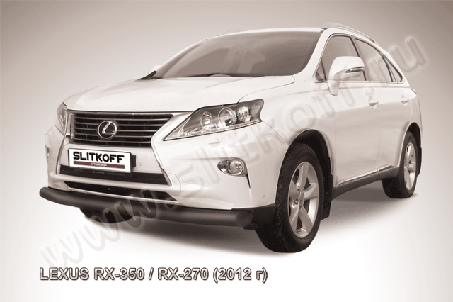 Защита Slitkoff переднего бампера d76 ЧЕРНАЯ матовая для Lexus RX 350/270 2012-2026. Артикул LRX35-12.002B