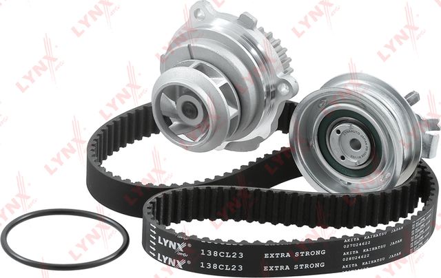 Помпа (водяной насос) с комплектом ремня ГРМ LYNXauto. Артикул PW-1075