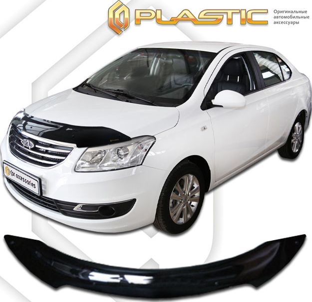 Дефлектор СА Пластик для капота (Classic черный) Chery Bonus 3 Е3/А19 2014-2017. Артикул 2010010110185