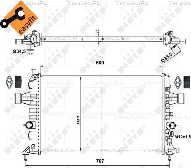 Радиатор охлаждения двигателя NRF EASY FIT для Opel Astra G 2000-2009. Артикул 53000