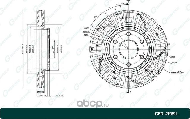Диск тормозной перфорированный вентилируемый левый (G-Brake). Артикул GFR21961L