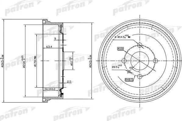 Тормозной барабан Patron. Артикул PDR1551