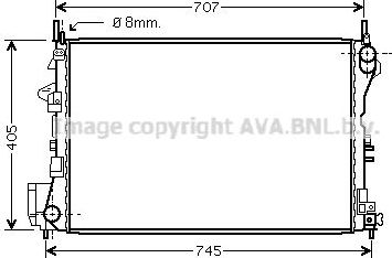 Радиатор охлаждения двигателя AVA для Saab 9-3 II 2002-2015. Артикул OL2339