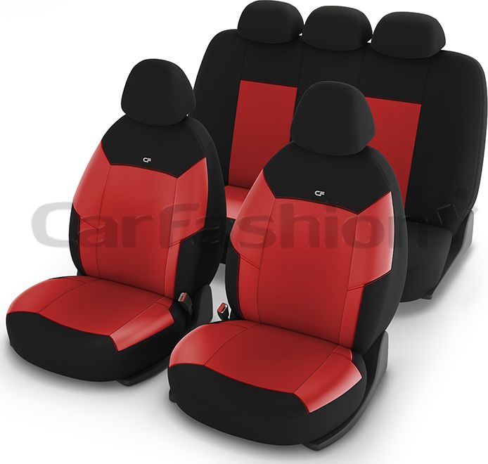 Чехлы универсальные CarFashion Corsar на сидения авто, цвет Красный/Черный. Артикул 10086