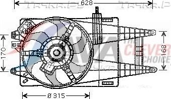 Вентилятор радиатора двигателя AVA для Lancia Musa I 2004-2012. Артикул FT7524