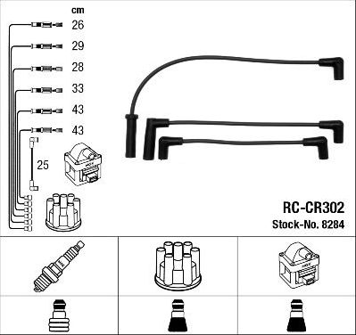Высоковольтные провода (провода зажигания) (комплект) NGK для Jeep Cherokee II (XJ) 1988-2001. Артикул 8284