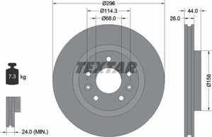 Тормозной диск Textar Pro передний для Nissan X-Trail T32 2013-2025. Артикул 92274203