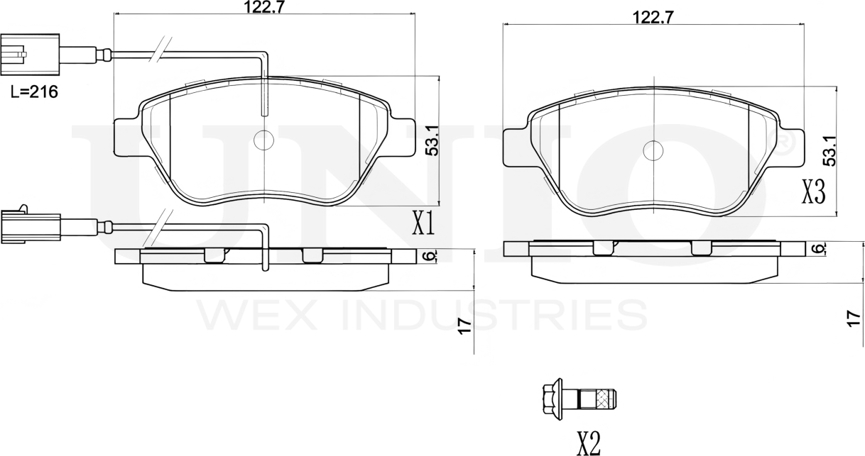Колодки тормозные дисковые, комплект (Unio). Артикул BRP-20082