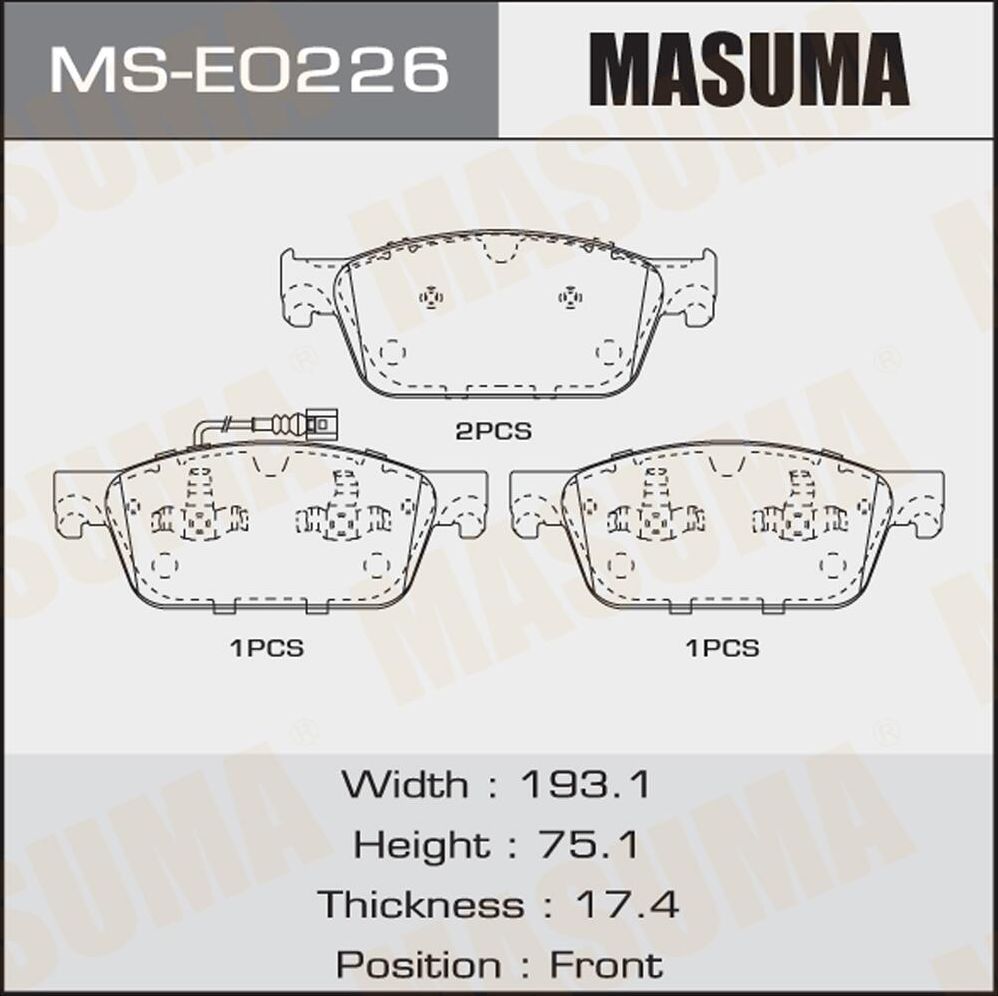 Тормозные колодки Masuma. Артикул MS-E0226