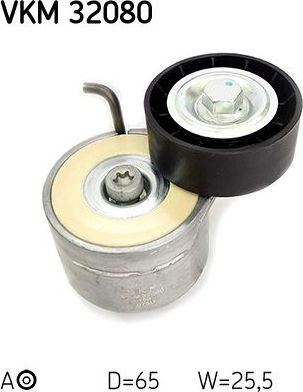 Натяжной ролик (натяжитель) приводного поликлинового ремня SKF. Артикул VKM 32080
