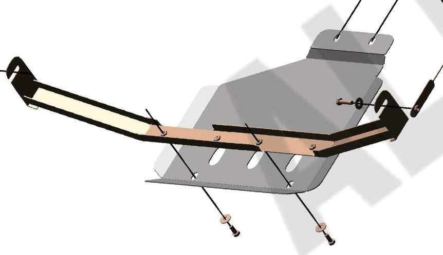 Защита алюминиевая "Alfeco" для радиатора, картера и КПП (3 части) Jac N35 2019-2026. Артикул ALF.56.06al