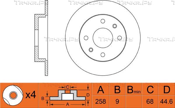 Тормозной диск FIT задний для Nissan 100NX 1991-1994. Артикул FR0388