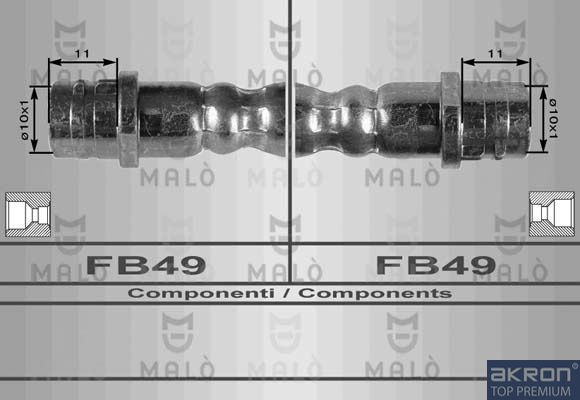 Тормозной шланг Malò задний для Skoda Octavia Tour 1996-2010. Артикул 8903