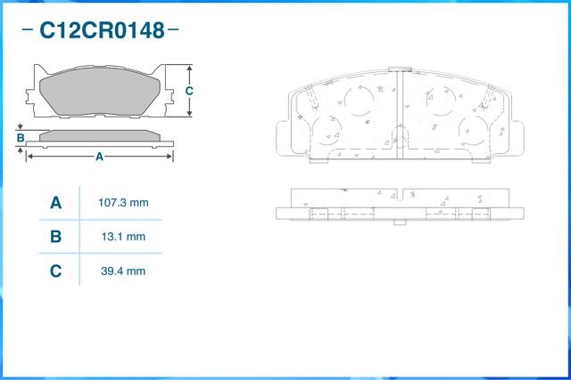 Колодки тормозные задние (Low Metallic) (Cworks). Артикул C12CR0148