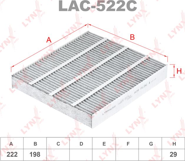 Салонный фильтр LYNXauto. Артикул LAC-522C
