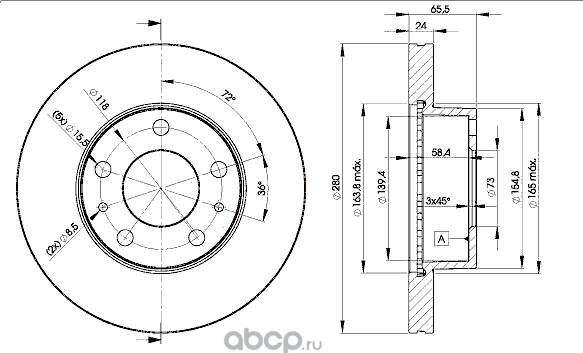 Диск тормозной (Icer). Артикул 78bd4681
