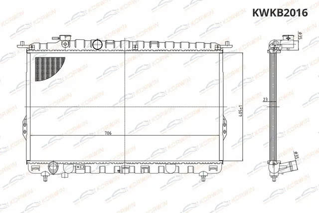 Радиатор охлаждения Hyundai Sonata 2 0 2 7 98 11) MT Tagaz сборный (Korwin) Korwin. Артикул KWKB2016