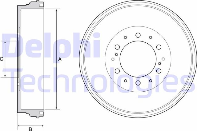 Тормозной барабан Delphi задний для Toyota Fortuner I 2004-2015. Артикул BF537