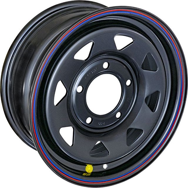 Колёсный диск OFF-ROAD Wheels усиленный стальной черный 5x139,7 6,5xR15 d98.5 ET+30 для ВАЗ 2121 4х4 1977-2024 (треугольник). Артикул 1565-539985BL+30A17X