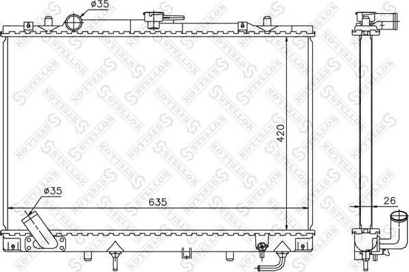 Радиатор охлаждения двигателя Stellox для Mitsubishi Pajero Sport I 1998-2008. Артикул 10-25398-SX