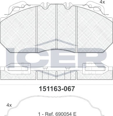 Тормозные колодки Icer передние для Renault Premium I 1996-2000. Артикул 151163-067