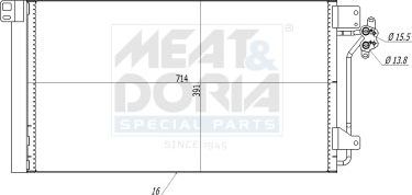 Радиатор кондиционера (конденсатор) Meat & Doria для Volkswagen Multivan T5 2003-2015. Артикул 991182