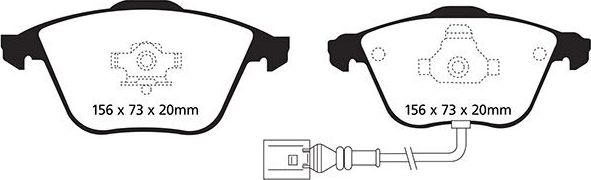 Тормозные колодки EBC Brakes передние для Audi A3 II (8P) 2003-2009. Артикул DP1594