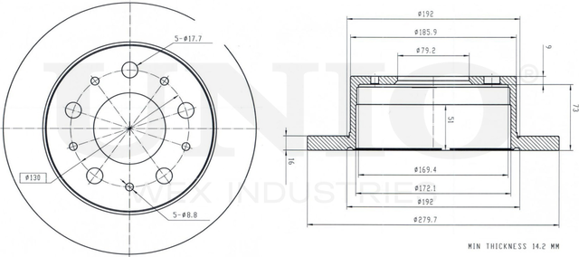 Диск тормозной (Unio). Артикул BRD-20184
