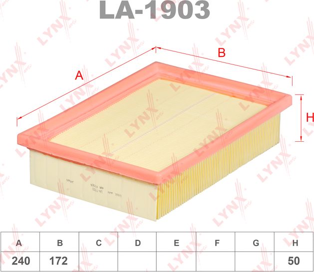 Воздушный фильтр LYNXauto для Chevrolet Cobalt II 2013-2026. Артикул LA-1903