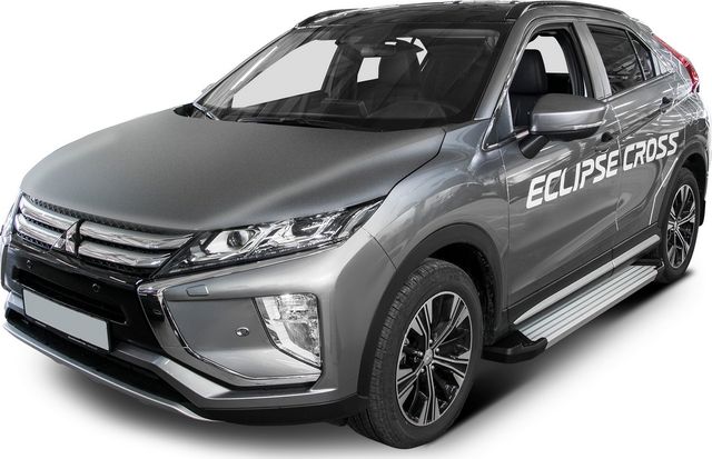Пороги алюминиевые Rival Silver для Mitsubishi Eclipse Cross 2018-2021. Артикул F180AL.4007.1