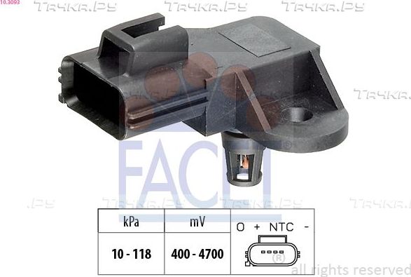Датчик абсолютного давления (ДАД, MAP) Facet Made in Italy - OE Equivalent для Ford KA I 1996-2008. Артикул 10.3093