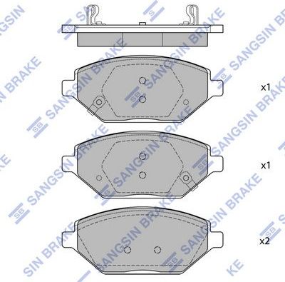 Тормозные колодки Sangsin Hi-Q передние для Opel Karl 2015-2018. Артикул SP4278