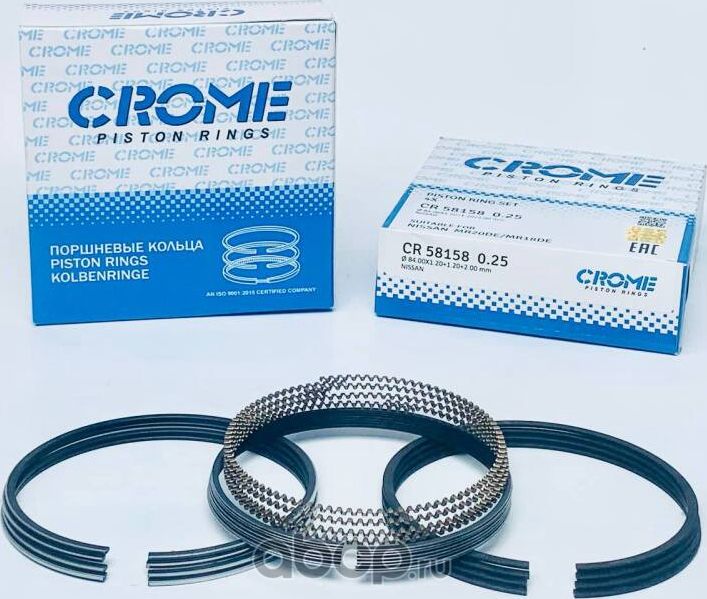 Комплект поршневых колец на 4 цил. +025 MR20, MR18DE (Crome). Артикул CR58158025