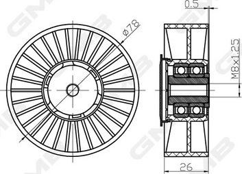 Направляющий (ведущий) ролик ремня ГРМ GMB. Артикул GTC0580