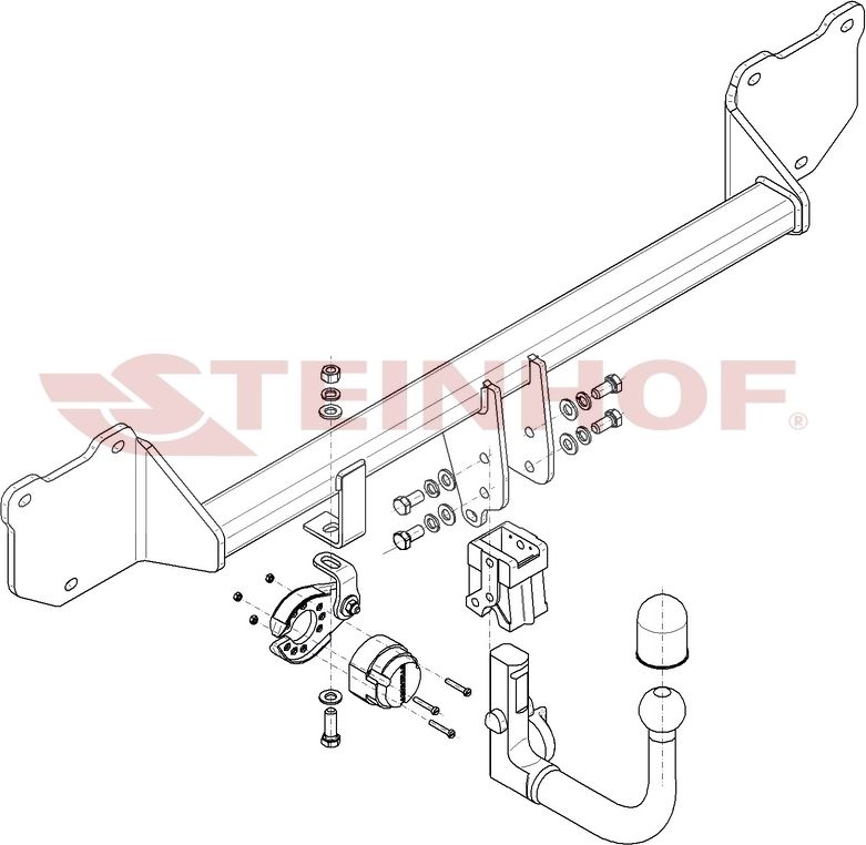 Фаркоп Steinhof для Mini Countryman 4WD R60 рестайлинг 2014-2016 Вертикально-съемный. Артикул M-287