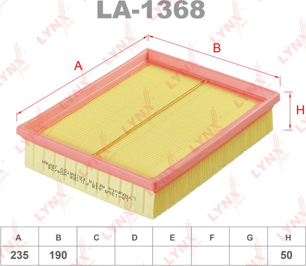 Воздушный фильтр LYNXauto для Citroen Saxo 2000-2004. Артикул LA-1368
