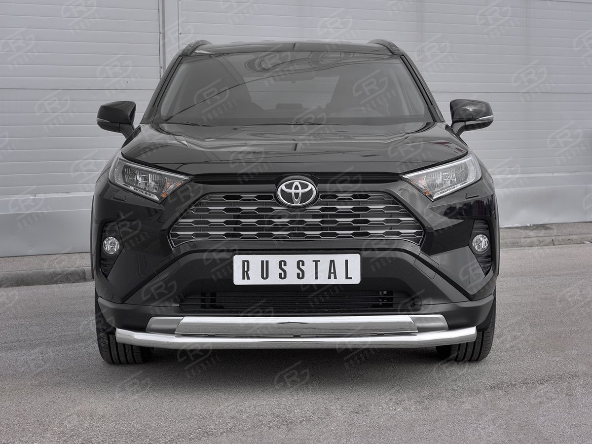 Защита RusStal переднего бампера d63 (секции) d75х42 (дуга) для Toyota RAV4 V 2019-2026. Артикул TR4Z-003363