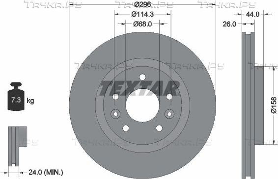 Тормозной диск Textar Pro передний для Nissan X-Trail T32 2013-2026. Артикул 92274203