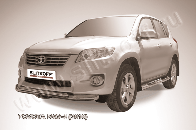 Защита Slitkoff переднего бампера d76/57 двойная для Toyota RAV4 III 2010-2012. Артикул TR410-003