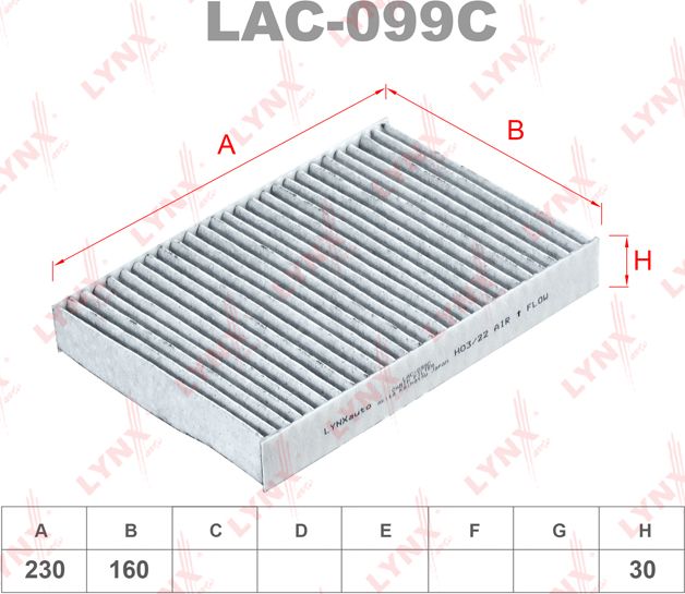 Салонный фильтр LYNXauto. Артикул LAC-099C