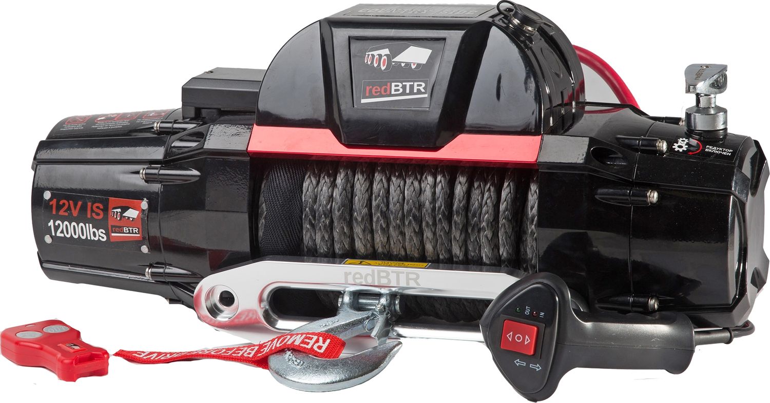 Лебёдка электрическая 12V redBTR COUNTRY SIDE GEN II 9500 lbs 4310 кг (Синтетический трос). Артикул 969510