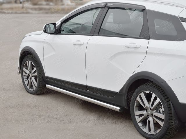 Защита порогов RusStal труба d63 (вариант 2) для Lada Vesta SW Cross 2017-2026. Артикул LVT-0028492